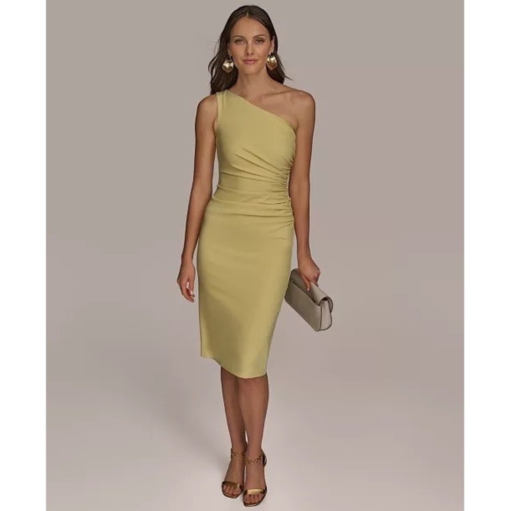 Donna Karan New York Women's Yellow Asymmetric-Neck Strapless Dress Size 12 NWT